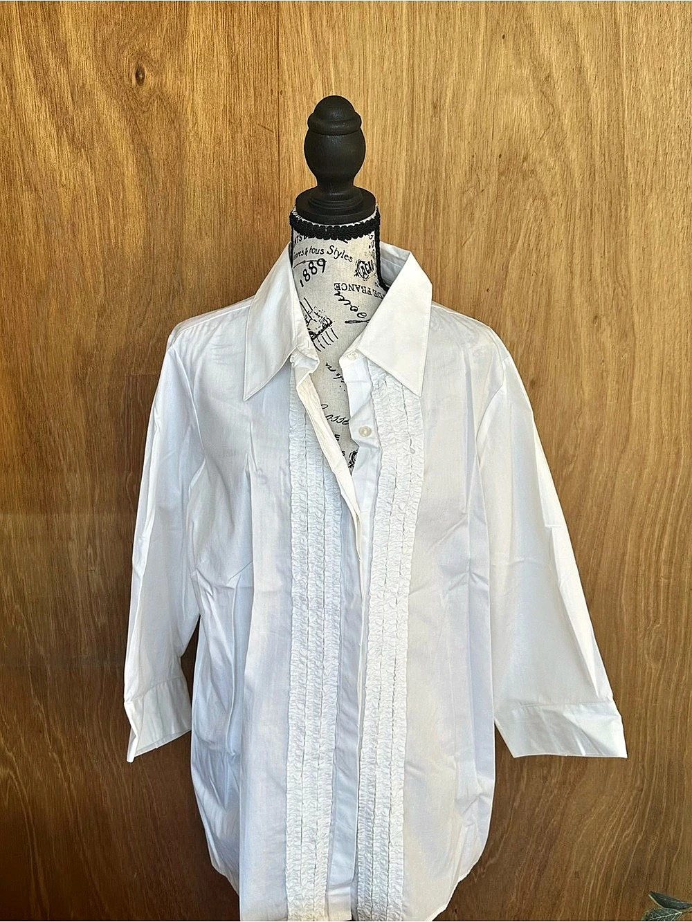 White Ruffle Button Down Shirt Size 1 Like New